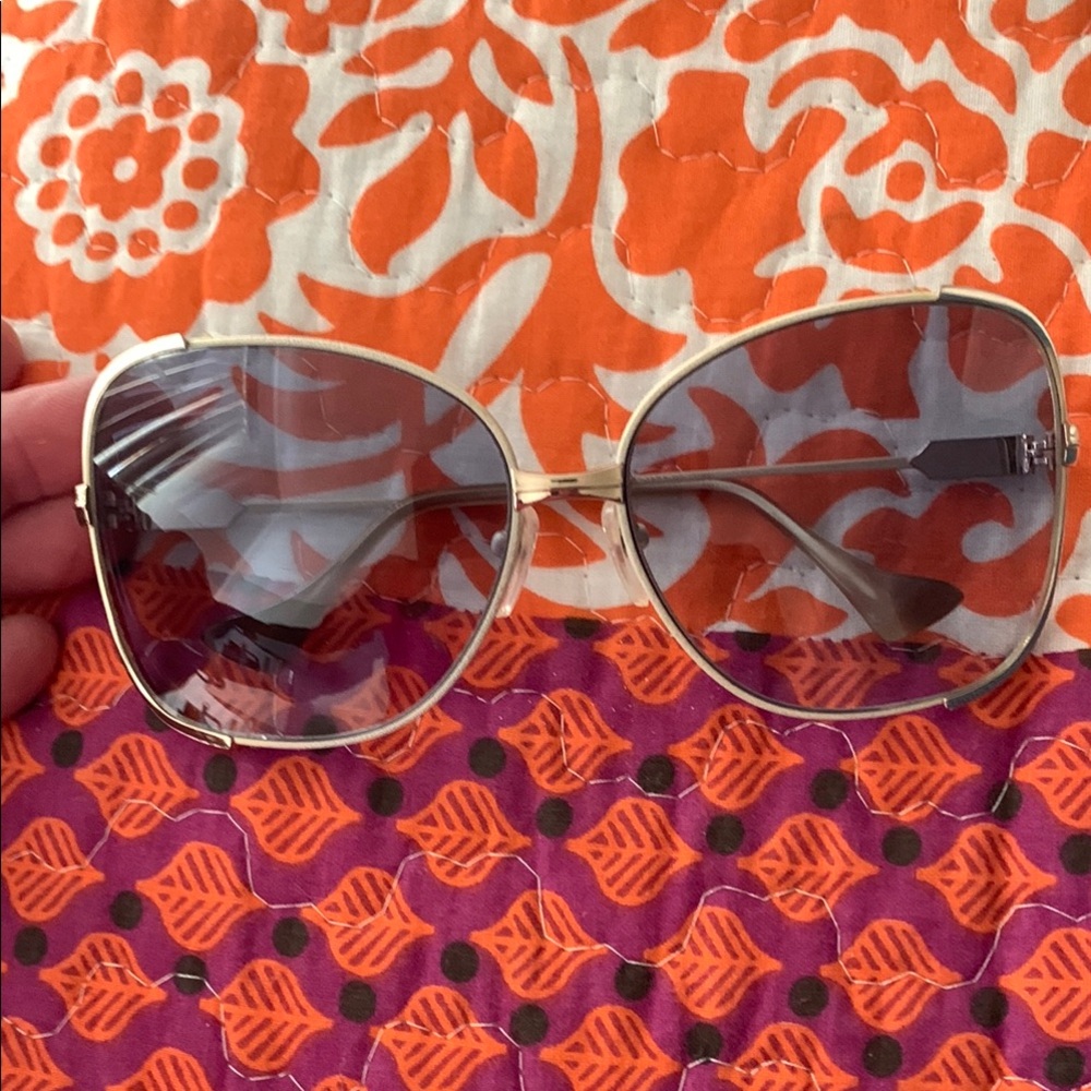 Oversized Gold Cat-Eye Sunglasses with Dark lenses  (my prescription) “mariposa”